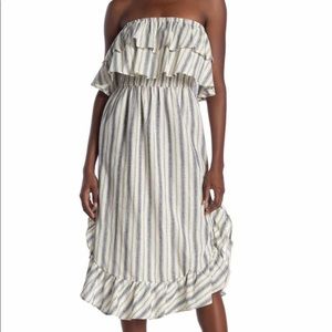 Rachel by Rachel Roy | NEW striped strapless ruffle linen/cotton mini dress Med
